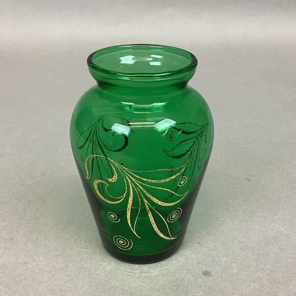 Vintage 1950s Anchor Hocking Emerald Green Mini Glass Vase - 3.75” - Picture 1 of 8